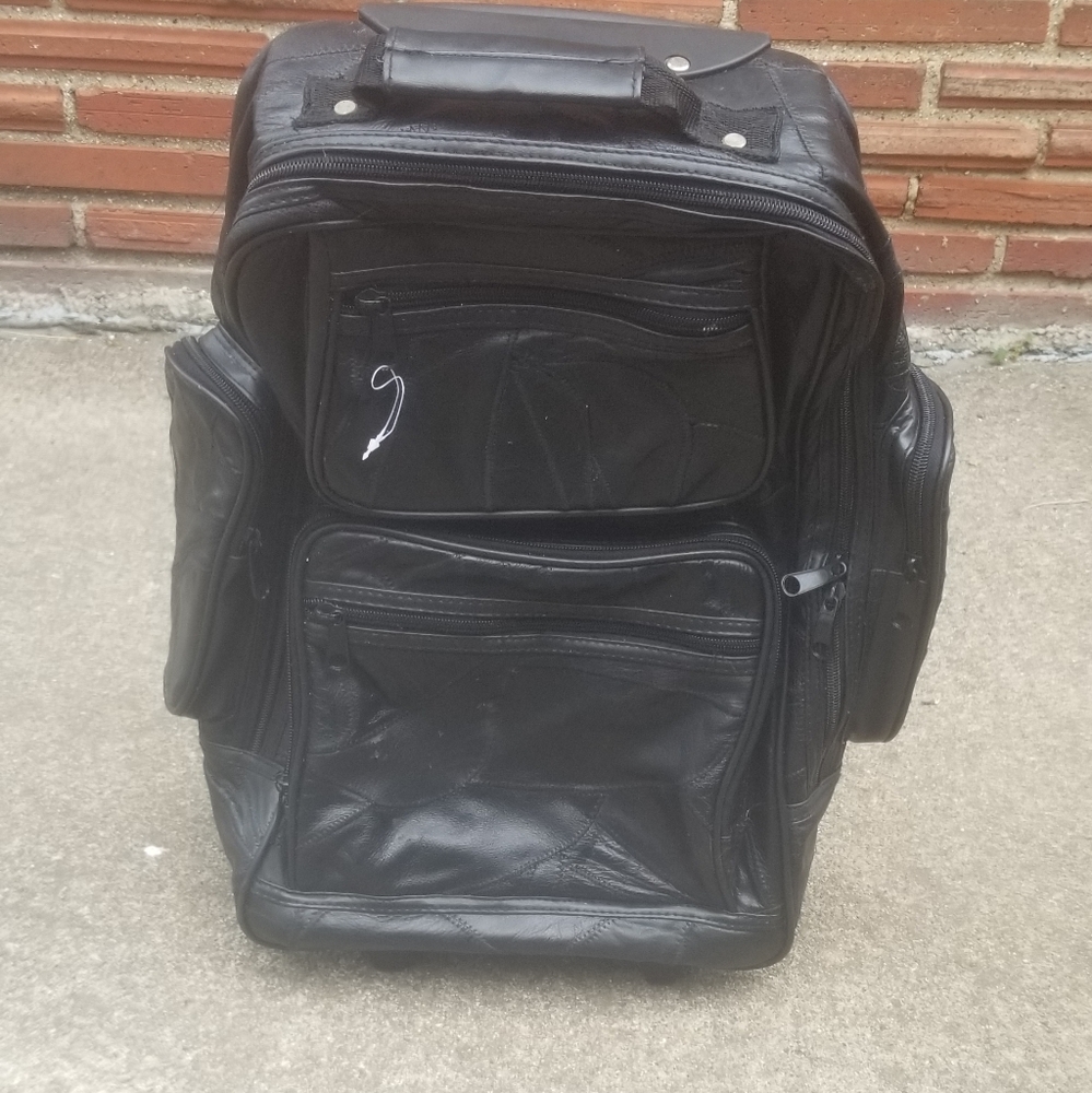Black Leather Type Material Bookbag